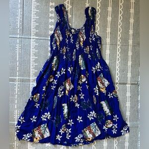 Floral Blue Casual Dress, Size M/L